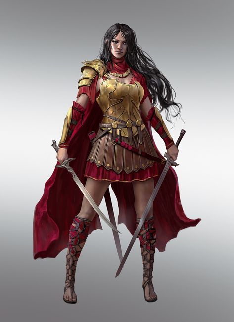 Female Gladiator Character Design, Roman Armor Concept Art, Amazonian Women Warriors, Greek Armor Female, Female Greek Warrior, Warrior Princess Art, Female Gladiator, Roman Armor, Roman Characters