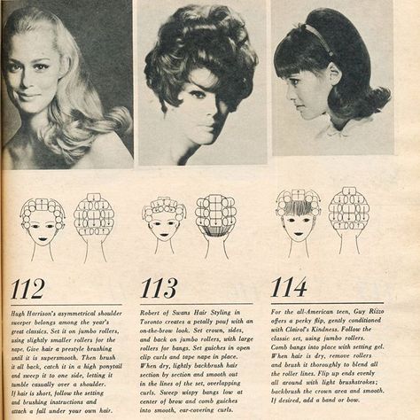 60s Roller Set, 1960s Hair Setting Pattern, 60s Hair Roller Pattern, Vintage Foam Roller Pattern, 60s Curl Pattern, Vintage Roller Set Pattern, Vintage Curl Pattern, Roller Setting Pattern, Hair Roller Patterns