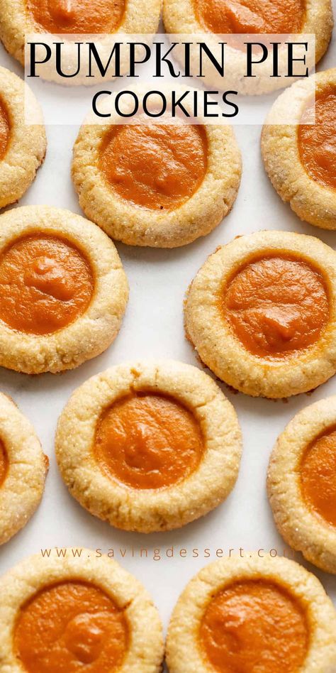 Pumpkin Pie Cookie Recipe Fresh Pumpkin Cookies, Sugar Cookie Pumpkin Pie Cups, What To Do With Pumpkin Pie Filling, Pumpkin Pie Mini Pies, Pumpkin Treats Easy, Cookies With Pumpkin Pie Filling, Pumpkin Cookie Recipe Easy, Pumpkin Thumbprint Cookies, Pumpkin Cookies 3 Ingredients