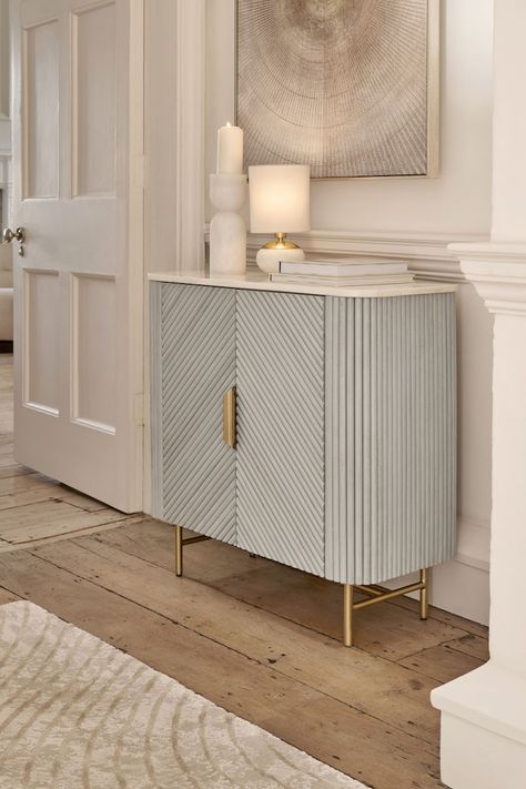 Light Grey Valencia Marble Mango Wood Small Sideboard Mango Wood Sideboard, Penthouse Living, Sideboard Decor, Small Sideboard, Front Rooms, Home Entrance Decor, Small Side Table, Drinks Cabinet, Hallway Furniture