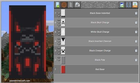 Minecraft Nether Banner Designs, Minecraft Red Banner Designs, Minecraft Banner Design Tutorial, Minecraft Obstacle Course Ideas, Flag Minecraft Banners, Flag Design Minecraft, Nether Banner Minecraft, Red Banner Minecraft, Flag Ideas Minecraft