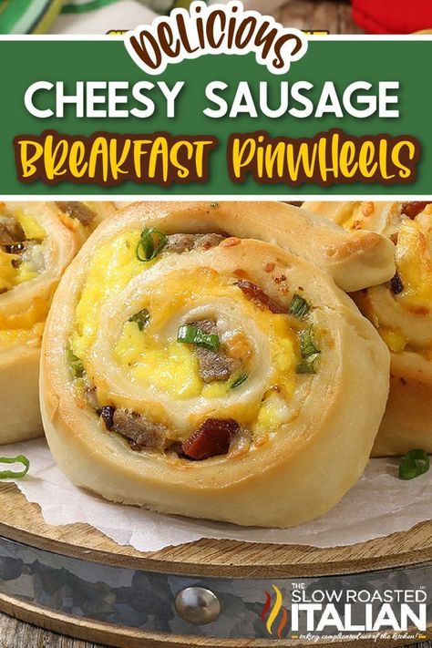 Sausage Pinwheel, Breakfast Pinwheels, Roasted Italian Sausage, Pinwheel Recipe, Sausage Pinwheels, Cheesy Breakfast, Portable Breakfast, Homemade Brunch, Slow Roasted Italian