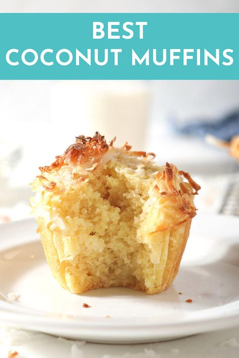 Muffins Small Batch, Coconut Muffin Recipes, Fluffy Muffins, Batch Baking, Small Batch Baking, Coconut Muffins, Dessert For Two, Lemon Coconut, Holiday Brunch