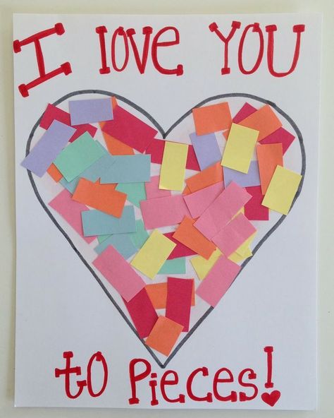 toddler valentine's day craft | I love you toddler card Preschool Valentine Crafts, Quotes Valentines Day, Valentines Bricolage, February Crafts, Hari Valentine, Love You To Pieces, Valentine's Day Crafts For Kids, Preschool Valentines, Valentine Activities