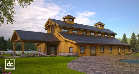 The Legacy Wedding Barn Kit - DC Structures Event Barn Floor Plans, Barn Venue Floor Plans, Dc Structures, Lodge Exterior, Pole Barn Ideas, Wedding Barns, Post And Beam Barn, Riding Arena, Building A Pole Barn