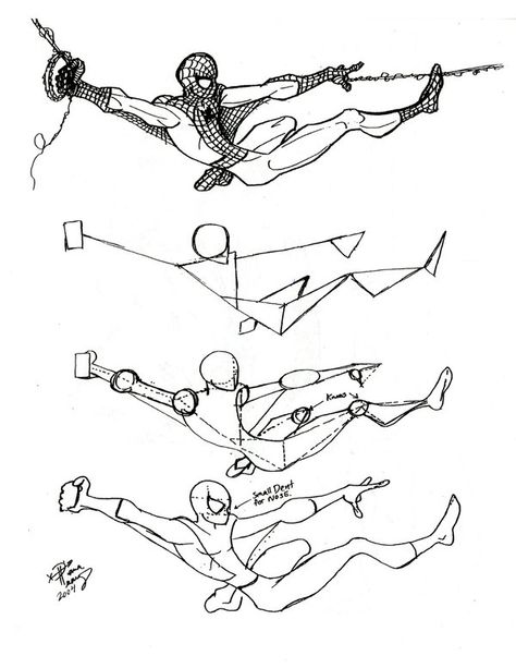 Spiderman in Action diana-huang.deviantart.com How To Draw The Marvel Way, Spiderman Swinging Drawing, Spiderman Body Reference, Spiderman Swinging Poses Reference, Spiderman Action Poses, Spiderman Swinging Poses, Spiderman Drawing Sketches, How To Draw Spiderman, Spiderman Sketch