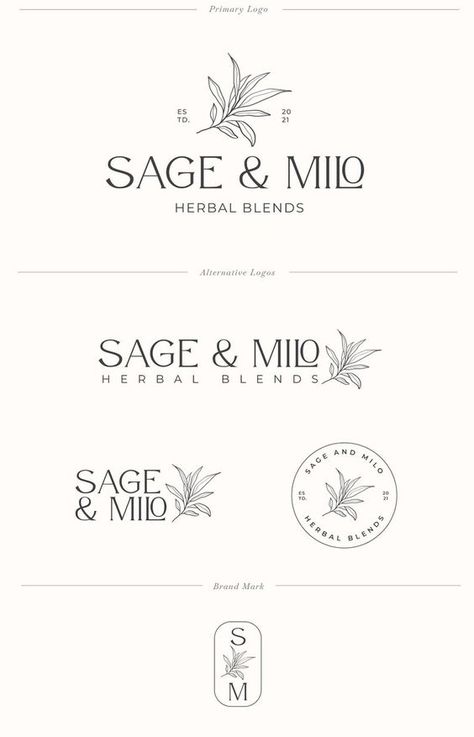 Botanical Sage Logo | Leaf Logo | Apothecary Logo | Tea Logo | Herbal Logo | Wellness Logo | Pre-Made Danish Logo Design, Artisan Logo Design, Plum Logo Design, Plant Business Logo, Etsy Shop Logo Ideas, Plant Store Logo, Organic Logo Design Inspiration, Wellness Logo Design Inspiration, Logo Herbal