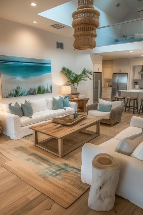 23 Stylish Beach Themed Living Room Ideas On A Budget Beach Vibe Living Room Ideas, Beach Lodge Decor, Small Beach Living Room, Beach Style Apartment, Beach Style Interior Design, Beach Vibe Living Room, Beach Living Room Ideas, Beach Themed Living Room Ideas, Themed Living Room Ideas