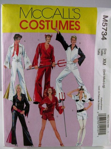 McCall's M5734 Elvis jumpsuit, devil jumpsuit, disco jumpsuit Elvis Style, Elvis Costume, Rock Star Costume, Jumpsuit Styles, Abba Costumes, Elvis Jumpsuits, Star Costume, Devil Costume, Costume Sewing Patterns