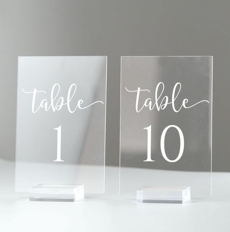 Acrylic Table Sign, Clear Acrylic Table, Table Numbers For Wedding, Centerpieces For Tables, Acrylic Table Numbers, Acrylic Signs, Acrylic Wedding, Acrylic Table, Table Sign