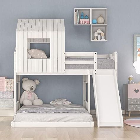 Bed Loft, Trundle Bed With Storage, House Bunk Bed, Bedroom Addition, Bunk Bed With Slide, Bunk Bed Loft, Twin Over Full Bunk Bed, Full Bunk Bed, Wooden Bunk Beds