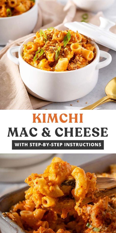 Ultimate Mac And Cheese, Asian Fusion Recipes, American Dinner, Pasta Noodle Recipe, Kimchi Recipe, Mac And Cheese Recipe, Fusion Food, Classic American, International Recipes