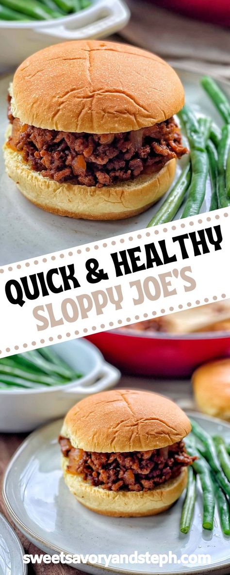 Sweet Sloppy Joe Recipe, Sweet Sloppy Joes, Turkey Whole, Ground Turkey Sloppy Joes, Healthy Sloppy Joe Recipe, Whole Wheat Buns, Healthy Sloppy Joes, Healthy Hamburger, Sloppy Joe Recipe Easy