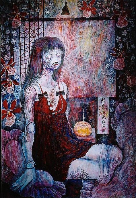 Artists Painting, Arte Peculiar, Japanese Horror, Blood Art, Arte Obscura, Dark Art Illustrations, Scary Art, Wow Art, Creepy Art