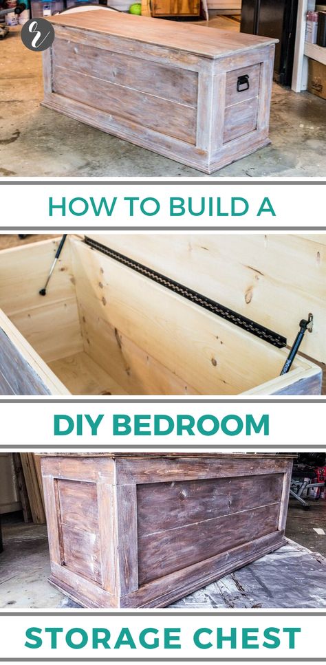 Diy Storage Chest, Queen Bed Diy, Storage For Blankets, Wood Bin, Chests Diy, Bedroom Storage Chest, Diy Bedroom Storage, Rustic Woodworking, Simple Woodworking Plans