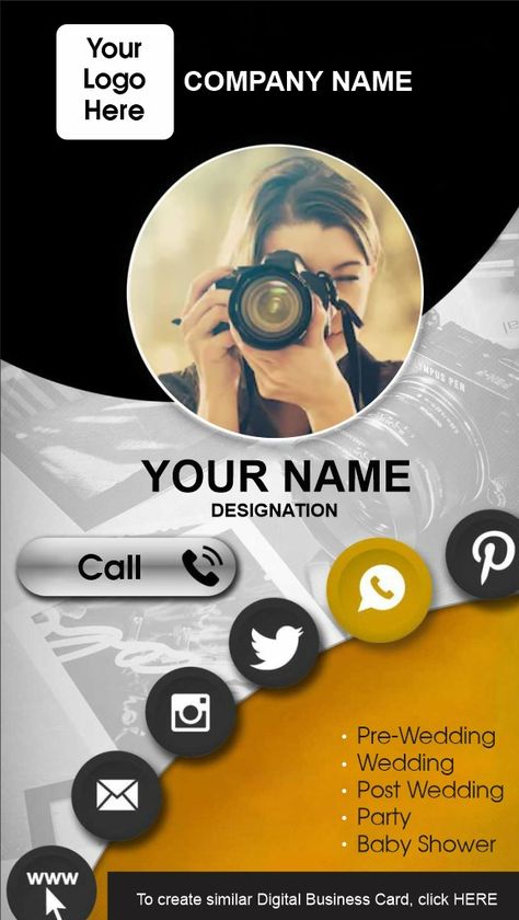 Digital Visiting Cards Design Creative, Digital Bussiness Card, Digital Business Card Design Ideas, Photographer Visiting Card, Digital Card Design, Digital Business Card Design, Digital Visiting Card, Calling Card Template, Digital Business Cards