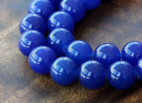 Dyed Jade Beads, Royal Blue Semi-transparent, 10mm Round - 15 inch strand - eSJR-B10-10 Blue Origin, Blue Jade, Bead Store, Periwinkle Blue, Semi Transparent, Jade Beads, Jewelry Making Supplies, Jewelry Findings, High Gloss