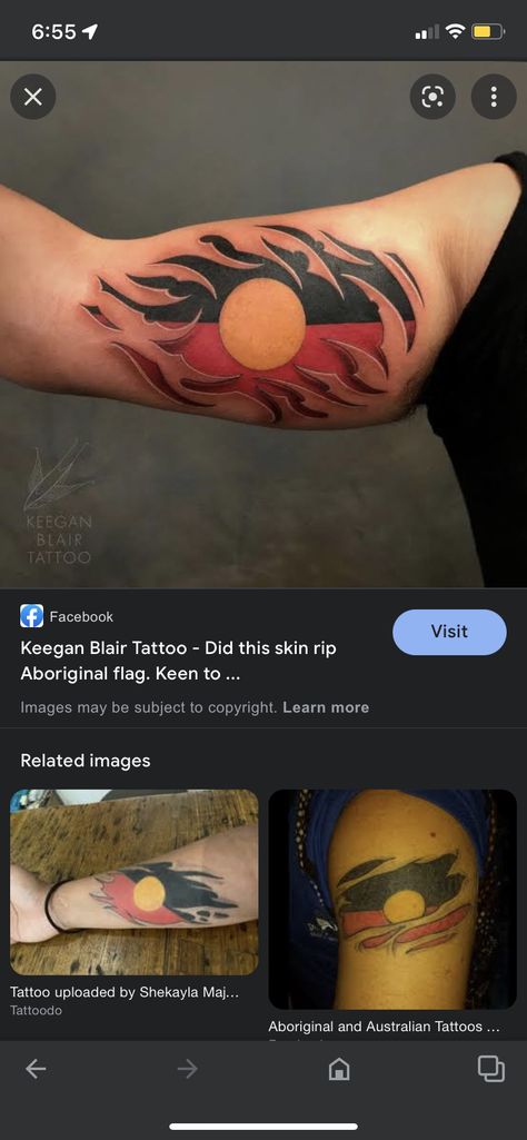 Aboriginal Flag Tattoo, Aboriginal Tattoo Designs, Under Skin Tattoo, Aboriginal Tattoo, Australian Tattoo, Aboriginal Flag, Aboriginal Dot Art, Flag Tattoo, Black Ink Tattoos