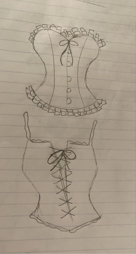 Corset Dress Sketch, Dress Tutorials Drawing, How To Draw A Corset, Drawings Of Clothes, Corset Drawing, Fashion Drawing Sketches, Fashion Drawing Tutorial, Indie Drawings, Sketches Tutorial