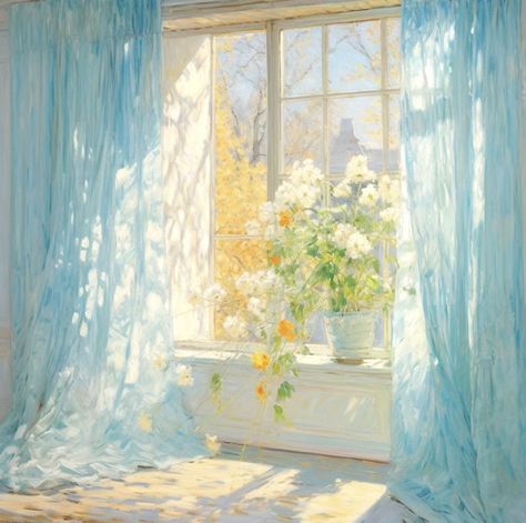 Window Flowers, Mid Journey, Monet Art, Tableau Art, Phone Background, Aesthetic Painting, Romantic Art, Ethereal Art, Dreamy Art