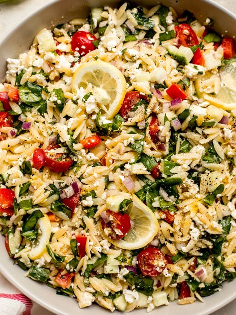 Easy Orzo Salad, Orzo Lemon, Lemon Pasta Salad, Salad Orzo, Lemon Pasta Salads, Easy Orzo, Orzo Pasta Salad Recipe, Orzo Pasta Recipes, Lemon Orzo Salad