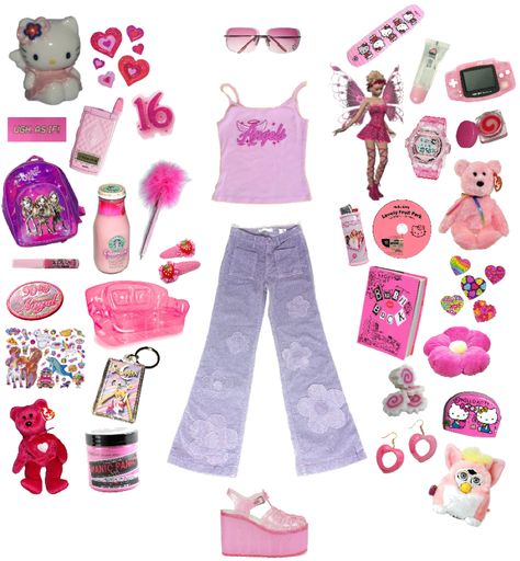 Kawaii Outfits Summer, Pink 90s Outfit, Shopkins Aesthetic, Kawaii Y2k Aesthetic, Fluffy Pen, Outfits 2000s, 2000s Fashion Trends, 2000s Outfits, Save Outfits