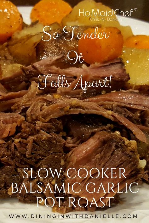 POT ROAST so TENDER it FALLS APART! Comfort Food at it's Best! This Delicious Crock Pot Pot Roast is Full of Flavors that Marry together and Slowly Cook right in to this Yummy Easy Dinner. #dininginwithdanielle #chrisdoeswhat #homaidchef #potroast #slowcooker #crockpot #slowcookerpotroast #crockpotpotroast #potroastrecipes #beefroast #tenderpotroast #easydinner #slowcookerrecipes #crockpotrecipes #comfortfood #fallrecipes Roast Beef Marinade, Balsamic Chicken Pasta, Crockpot Pot Roast, Best Pot Roast, Pot Roast Crock Pot Recipes, Easy Delicious Dinners, Crockpot Roast, Pot Roast Slow Cooker, Pot Roast Recipes