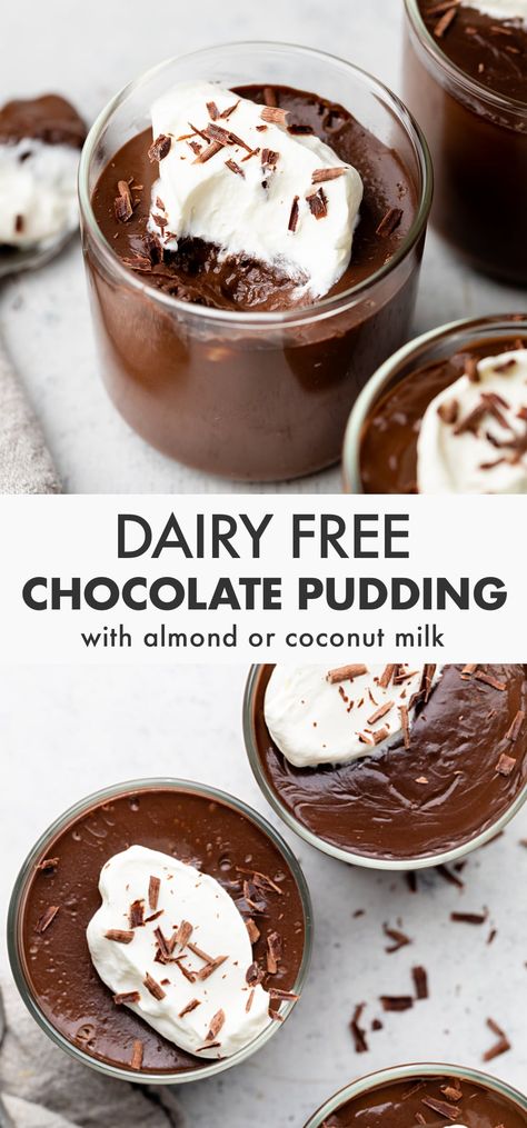 Almond Milk Desserts, Dairy Free Chocolate Pudding, Pudding With Almond Milk, Almond Milk Pudding, Milk Pudding Recipe, Coconut Milk Pudding, Dairy Free Pudding, Healthy Chocolate Pudding, Vegan Chocolate Pudding