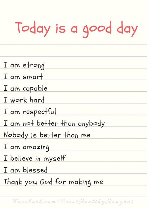 DAILY AFFIRMATION FOR MY 7 YEAR OLD <3  I have taped on bathroom mirror and he reads every morning before school. Positiva Ord, Kids Affirmations, Positive Affirmations For Kids, Today Is A Good Day, Affirmations For Kids, Prayers For Children, Mindfulness For Kids, Smart Parenting, Daily Affirmation