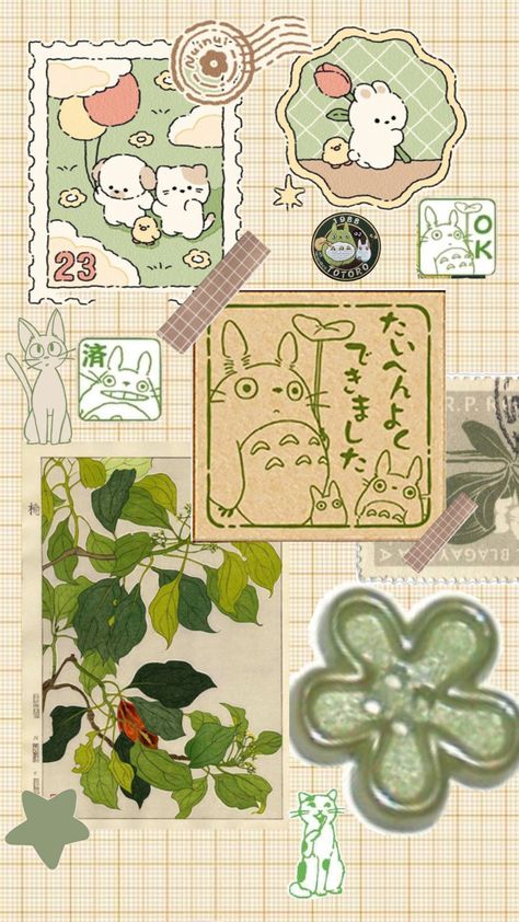 #green | #soft | #studioghibli |  #wallpaper | #mogumogu | #lofi | #collage Iphone Wallpaper Aesthetic, Aesthetic 2024, Wallpaper Themes, Phone Art, Green Soft, Green Theme, Iphone Wallpaper Themes, Cute Patterns Wallpaper, Kawaii Wallpaper