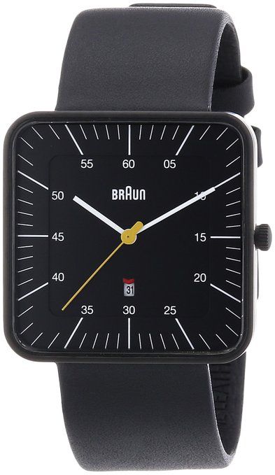 Braun Men's Watch with Square Dial and Leather Strap Square Watches For Men, Braun Watch, Braun Watches, Square Watches, Minimal Watch, Chocolate Men, Grey Watch, Chronograph Watch Men, Classic Watches