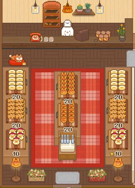 Fairy Bakery Game, Pixel Art Bakery, Fairy Bakery, Aesthetic Games, Pixel Games, Lobby Design, Game Food, Game Concept, Fresh Bread