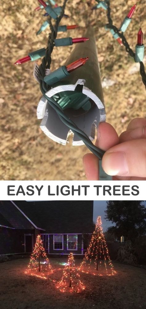 Outdoor Christmas Diy, Outside Christmas Decorations, Diy Christmas Lights, Light Tree, Christmas Decorations Cheap, Neutral Christmas, Christmas Tree Decorations Diy, Christmas Yard Decorations, Easy Christmas Decorations