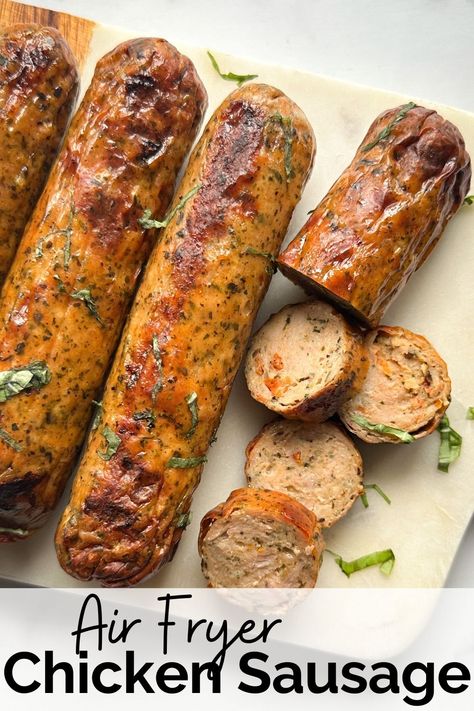 Chicken Spinach Feta Sausage Recipes, Air Fryer Chicken Sausage, Precooked Turkey, Tahini Recipes, Spinach Feta Chicken, Frozen Banana Recipes, Sausage Kabobs, Chicken Sausage Recipes, Costco Chicken