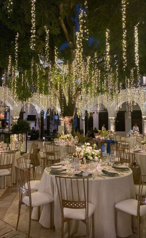 Enchanted Forest Quinceanera Theme, Enchanted Forest Wedding Theme, Wedding Reception Lighting, Debut Ideas, Dream Wedding Reception, Forest Theme Wedding, Prom Themes, Dream Wedding Decorations, Enchanted Forest Wedding