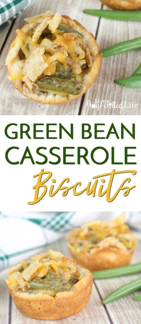 Green Bean Casserole Biscuits - a fun twist on the classic Thanksgiving dish! via @slavila Green Bean Casserole Bites, Biscuit Bites, Thanksgiving Dish, Thanksgiving Casserole, Biscuits Casserole, Classic Thanksgiving, Thanksgiving Dinner Table, Thanksgiving Dishes, Green Bean Casserole