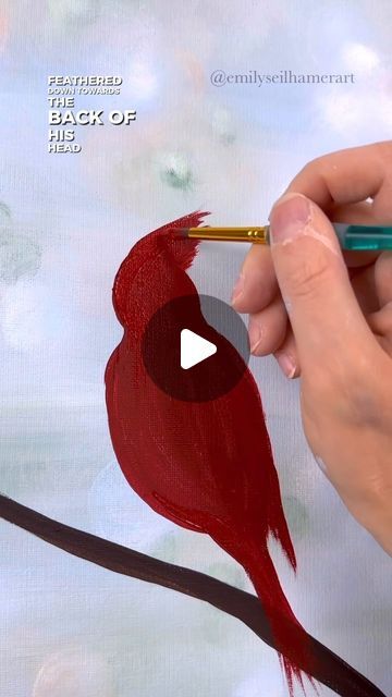 Emily Seilhamer on Instagram: "[clip] How to paint a cardinal shape for beginners 🎨💕 #tutorials #easypainting #beginner #acrylicpainting" Cardinal Canvas Painting Easy, How To Paint Cardinals, How To Paint A Red Cardinal, Simple Cardinal Painting, Humming Bird Painting Acrylics Easy, How To Paint A Cardinal, Easy Cardinal Painting, How To Draw A Cardinal, How To Paint A Cardinal Step By Step