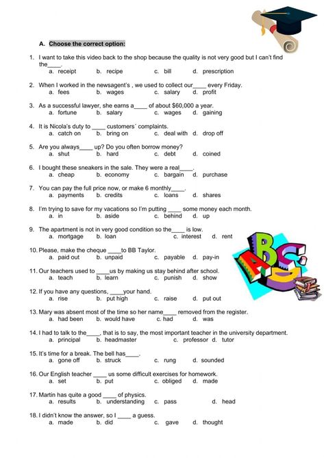 A2 Grammar Worksheet, Advanced Grammar Worksheet, Vocabulary Worksheets Intermediate, Esl Advanced, Grammar Exercise, Advanced Grammar, Business Lessons, Free Worksheets For Kids, Vocabulary Exercises