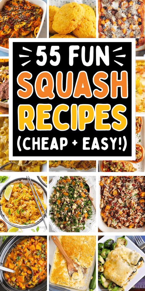 Easy squash recipes! The best quick and healthy spaghetti squash, zucchini, butternut squash and acorn squash recipes. From roasted in the air fryer to baked in oven to crockpot casserole these are easy things to make with squash and zucchini. Perfect for dinner in summer, fall, or for Thanksgiving. Healthy squash sides recipes, fall butternut squash recipes, squash recipes yellow, squash recipes acorn, squash recipes zucchini, dinner ideas squash, stuffed squash recipes, easy vegetarian meals. Sweet Mama Squash Recipes, How To Cook Butternut Squash, Zucchini Dinner Ideas, Squash Sides, Stuffed Squash Recipes, Squash Recipes Easy, Acorn Squash Recipes Healthy, Banana Squash, Easy Squash Recipes