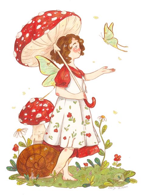 mushroom umbrella - Inês Dinis Illustration Mushroom Umbrella, Drawing Ideas For Beginners, Easy Drawing Ideas, Coimbra Portugal, Scenery Drawing, Fairy Drawings, Circle Drawing, Inner World, Lukisan Cat Air