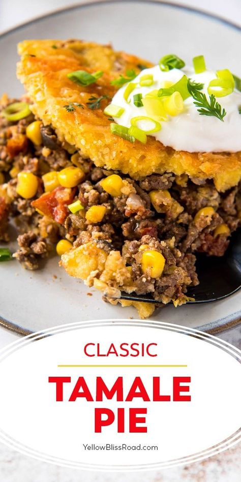 Easy Tamale Pie, Beef Tamale Pie, Cornbread Dishes, Easy Tamales, Beans Baked, Corn And Beans, Tamale Pie Recipe, Cheddar Cornbread, Seasoned Ground Beef