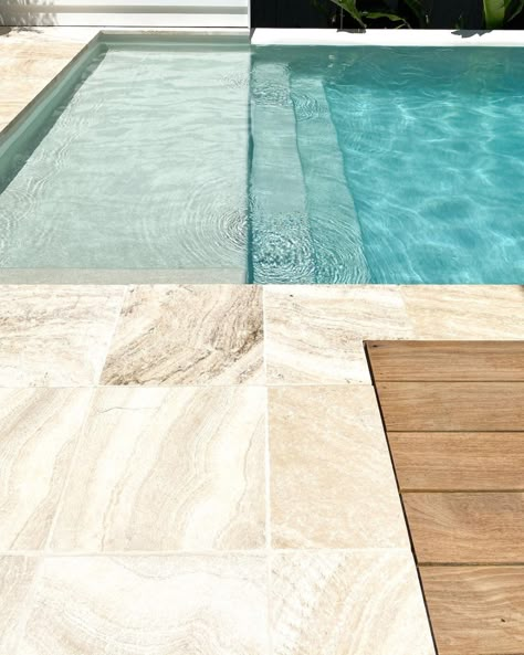 Travertine Pool Decking, Pool Interior, Ivory Travertine, Travertine Pool Coping, Pool Pavers, Travertine Tiles, Travertine Pool, Pools Backyard Inground, Swimming Pool Tiles