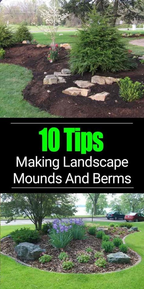 Adding a berm to your landscape design can improve the look of your overall garden and become a focal point. LEARN 10 Tips to build a berm on mound. Mounds And Berms, Landscape Mounds And Berms, Landscape Mounds, Reka Bentuk Landskap, Hill Landscaping, Jardim Diy, Landscaping With Boulders, Desain Lanskap, Garden Wallpaper