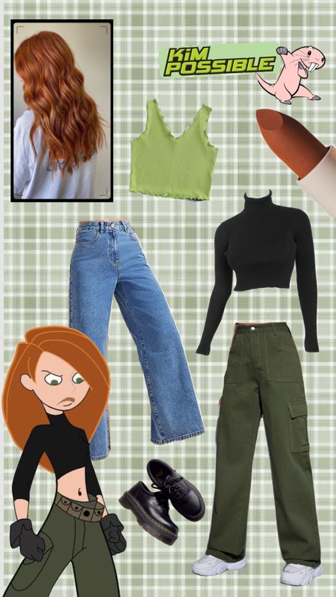 KIM POSSIBLE #callme #beepme #kimpossible #disney #disneychannelshow #disneychannel Kim Kolwiek Costume, Kim Possible Inspired Outfits, Kim Possible Outfits Style, Simple Disney Costumes, Kim Possible Outfit, Spy Ideas, Kim Possible Costume, Kim Possible Cosplay, Halloween Costumes 2022