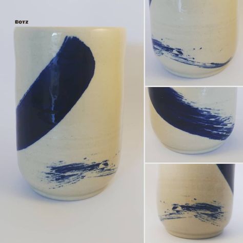 "The wave"  White clay. Cobalt underglaze. Brush. Free hand. #botzpottery Cobalt Oxide Ceramics, Oxide Ceramics, Wheel Throwing, Wheel Thrown Pottery, Clay Tiles, Pottery Ideas, Clay Ideas, White Clay, The Wave