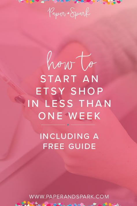 One of the things that can hold us back from getting started is time – we never feel like we have enough of it. Starting an Etsy shop might feel overwhelming, but by breaking your launch into manageable chunks you can have a shop up and running in just a few days!  I’m going to walk you through exactly how to start an Etsy shop in less than a week without throwing things together, but guide you to create a shop with a strong foundation. Starting Etsy Shop, Start An Etsy Shop, Starting An Etsy Business, Etsy Marketing, Etsy Business, Craft Business, Handmade Business, Money Maker, Extra Money