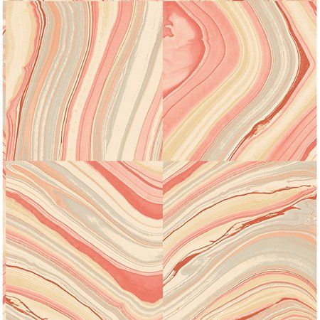 Agate Wallpaper, Coral Color Schemes, Coral Kitchen, Orange Tile, Coral House, Marble Effect Wallpaper, Wallpaper Boulevard, Brewster Wallpaper, Coral Wallpaper