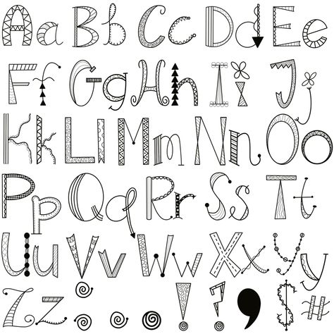 Hand Lettering Alphabet Fonts, Doodle Alphabet, Alphabet Font, Ge Bort, Doodle Fonts, Fancy Letters, 강아지 그림, Hand Lettering Art, Alphabet Clipart