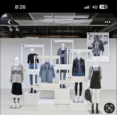 Exhibition Booth Design Clothing, Vm Display Ideas Fashion, Art Gallery Set Up Ideas, Fashion Pop Up Store Ideas, Clothing Exhibition Display Ideas, Trendy Retail Store Design, Fashion Display Exhibitions, Pop Up Clothes Shop Display, Clothes Pop Up Shop