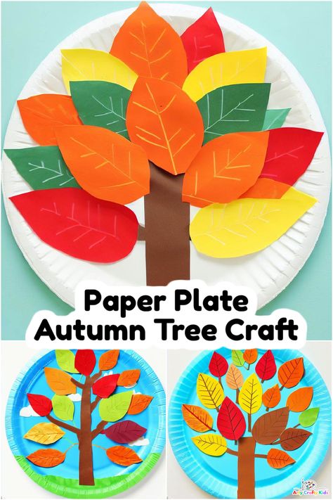 Pre School Trees, Tree Ideas For Preschoolers, Tree Art And Craft For Preschool, Autumn Craft Ideas For Preschoolers, Simple Autumn Crafts For Kids, Fall Craft Ideas For Kids Easy, The Giving Tree Craft, Paper Plate Activities For Kids, Thankful Tree Craft For Kids